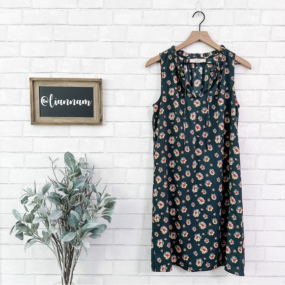 LOFT Dresses & Skirts - LOFT Green Flowered Sleeveless Dress
